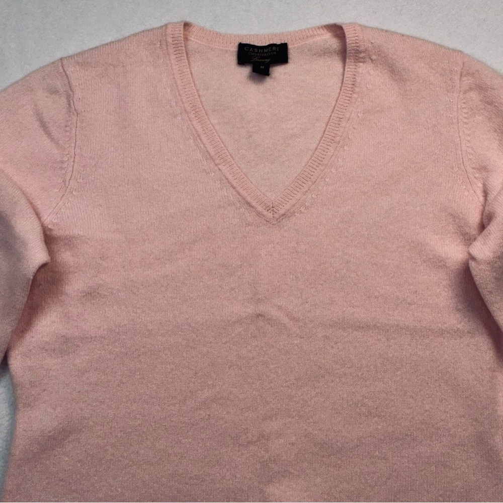 100% Cashmere Sweater Medium Soft Pink Classic Preppy Charter Club Clean Girl - Picture 2 of 6